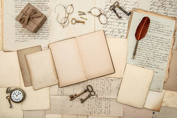 istock antique accessories, old letters, gift box, watch and keys 488829841