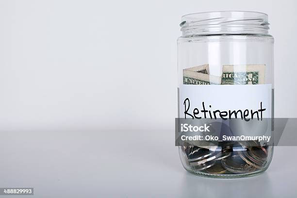 Retirement Savings In Jar Stock Photo - Download Image Now - Retirement, Jar, 401k - Single Word