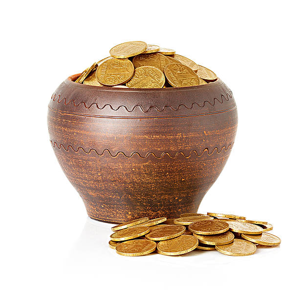 A Wealth of Gold Coins Stored in a Glass Bottle