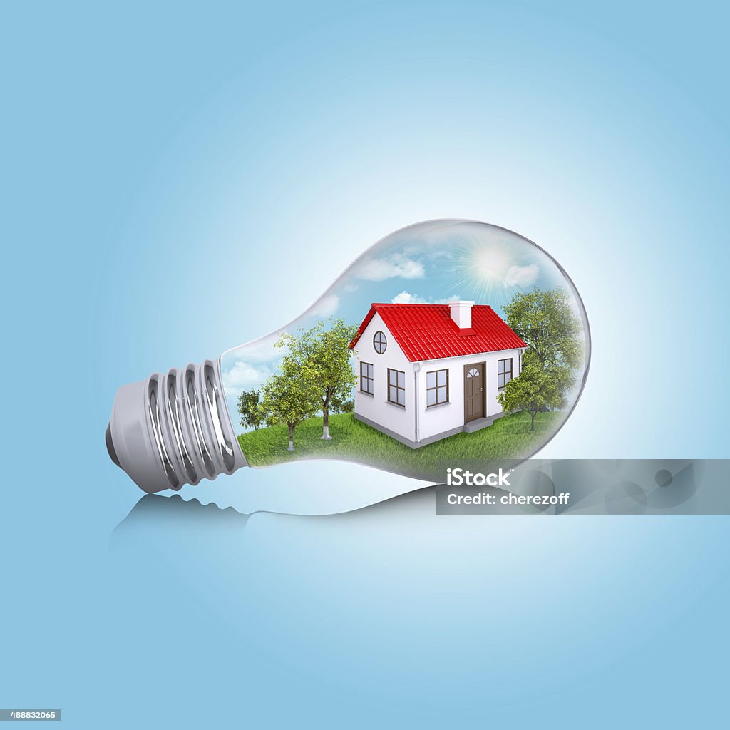 House in the light bulb House in the light bulb. Business concept Agricultural Field Stock Photo