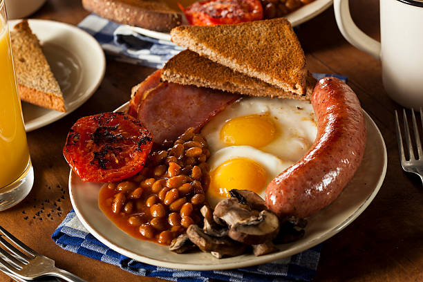 istock Traditional Full English Breakfast with Eggs, Bacon, and Baked Beans 488832645