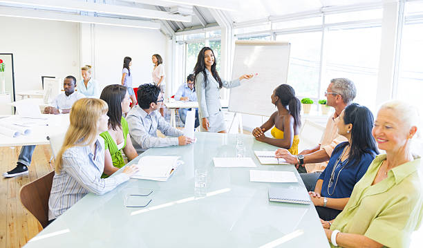 istock Young Business Woman Presenting 488833117