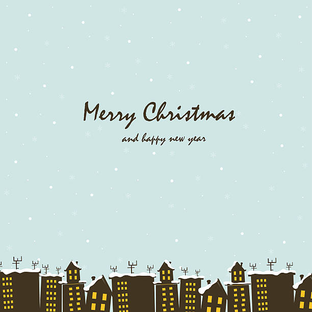 красивая рождественская открытка - silhouette street light vector illustration and painting stock illustrations