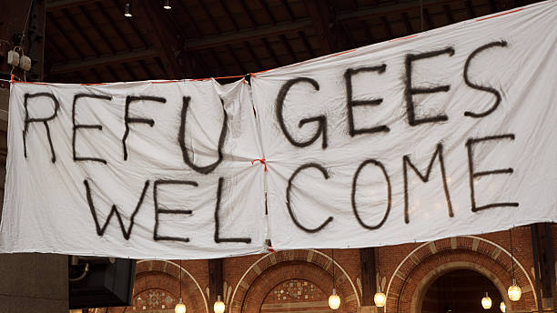 istock Handmade Banner Refugees Welcome 488837638