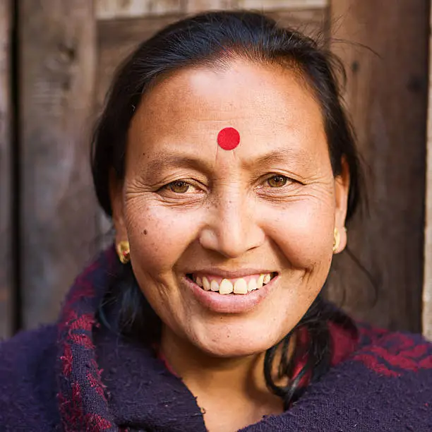 Happy Nepali woman in Bhaktapur.http://bem.2be.pl/IS/nepal_380.jpg