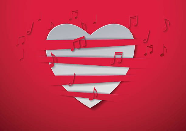 istock Valentine's Day Abstract Background with Cut Paper Heart and Mus 488841088