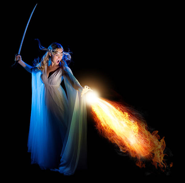 istock Elven girl with sword 488841306