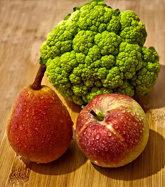 Photo of Broccoflower,apple and pear