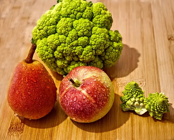 Photo of Broccoflower,apple and pear
