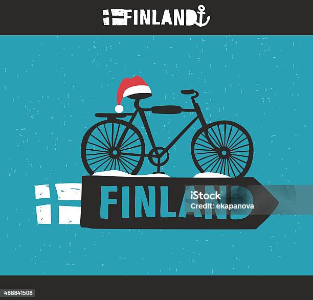 Creative Finnish Label Stock Illustration - Download Image Now - Cycling, Santa Claus, Winter