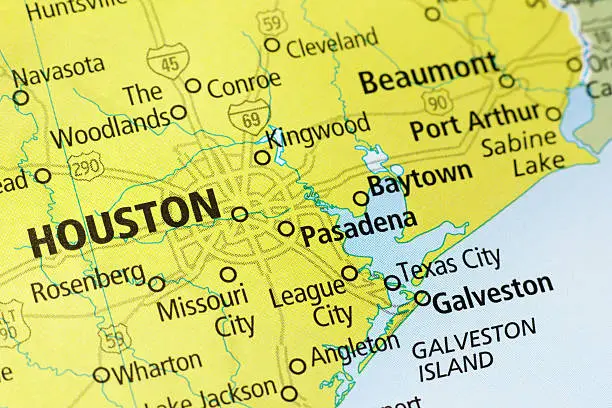 Area of Houston on a map