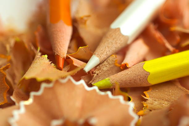 istock White, yellow and orange wooden pencils - macro 488842738