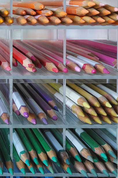istock Close-Up To Colourful Pencils In A Row 488845588
