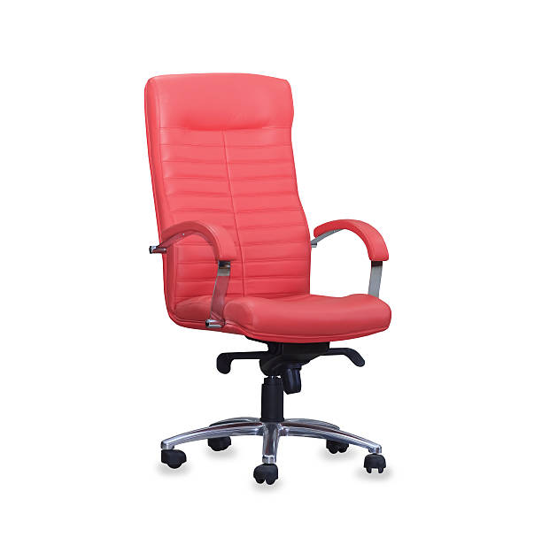 istock Modern office chair from red leather. Isolated 488847732