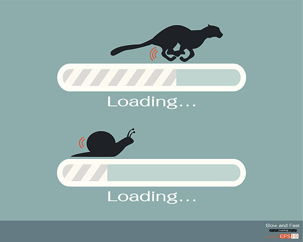 fast and slow progress loading bar - slow stock illustrations