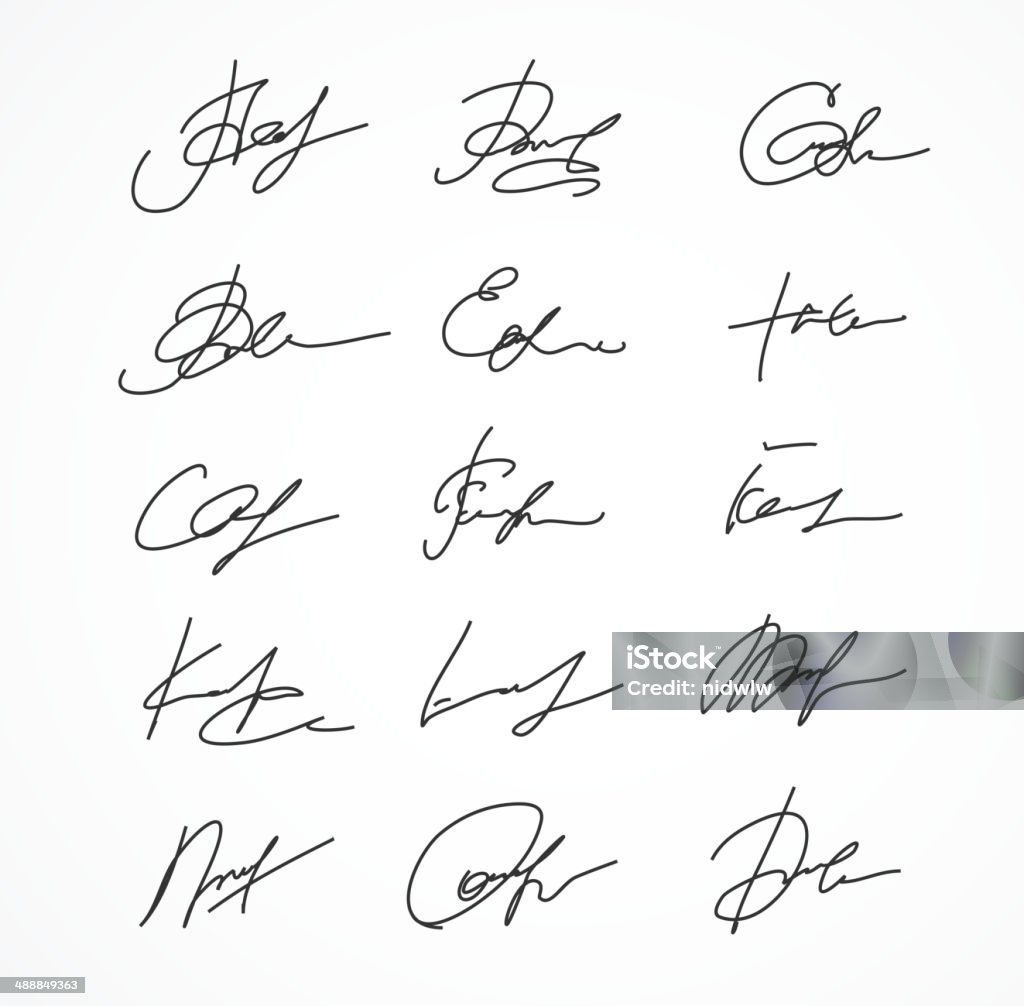 Vetor Signature fictícias Autograph - Vetor de Assinatura royalty-free