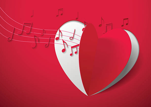 istock Valentine's Day Abstract Background with Cut Paper Heart and Mus 488849640