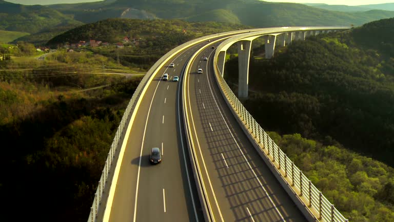 Vehicles Crossing A Viaduct