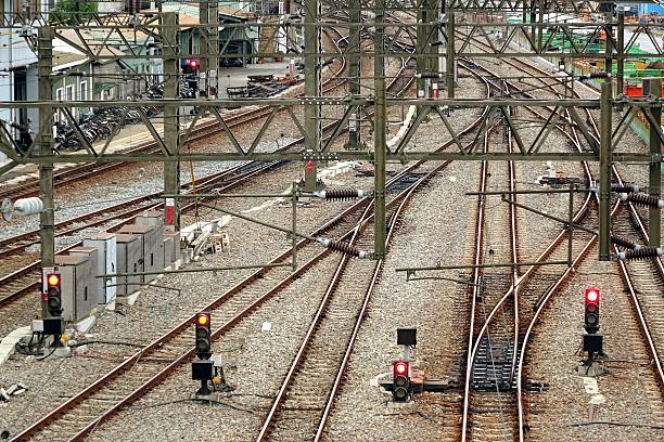 istock Train Tracks, Signals and Power Lines 488852008