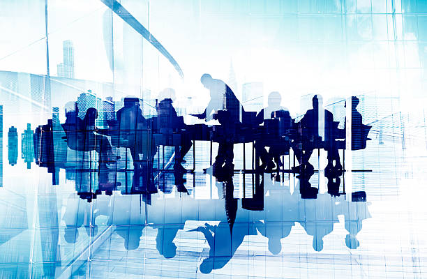 abstract image of business people's silhouettes in a meeting - board meeting bildbanksfoton och bilder