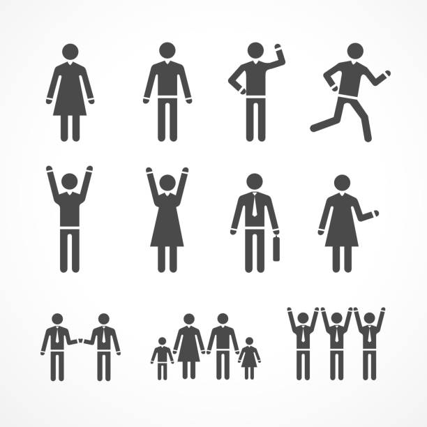векторные иллюстрации человеческих силуэтов - multi generation family isolated people silhouette stock illustrations