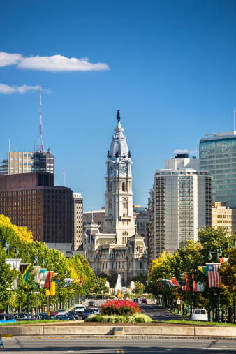 City hall and Benjamin Franklin  Parkway Philadelphia, Pennsylvania, USA