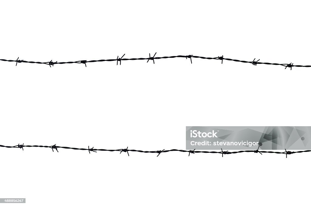 Silhouetted barbed wire Silhouetted barbed wire on white background Barbed Hook Stock Photo