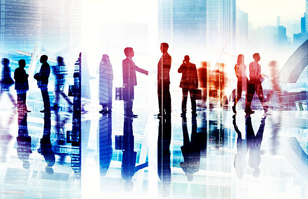 istock Abstract Image of Business Handshake in a Cityscape 488868143