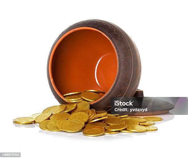 Ceramic Pot Full Of Coins Stock Photo - Download Image Now - Banking, Box - Container, Business
