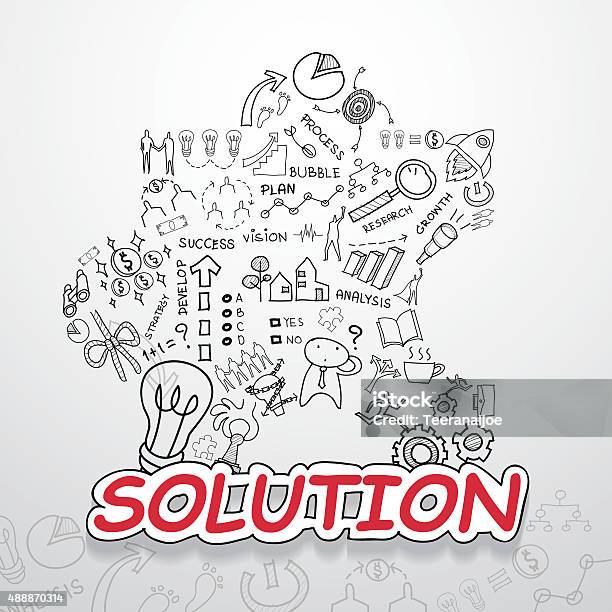 Solutions Drawing Solution Text With Creative Drawing Stock Illustration - Download Image ...
