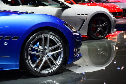 Frankfurt, Germany - September, 15th, 2015: The presentation of Maserati supercars on the motor show. These vehicles are the ones of the most wanted and expensive cars in the world.