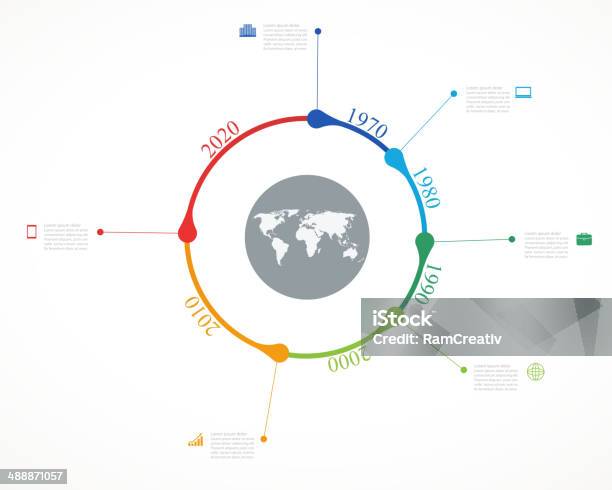 Временной График Инфографики С Экономическими Иконки Векторные Круглая Структура Проекта — стоковая векторная графика и другие изображения на тему Без людей
