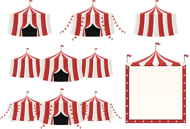 서커스 공연장 컬레션 - circus tent 이미지 stock illustrations