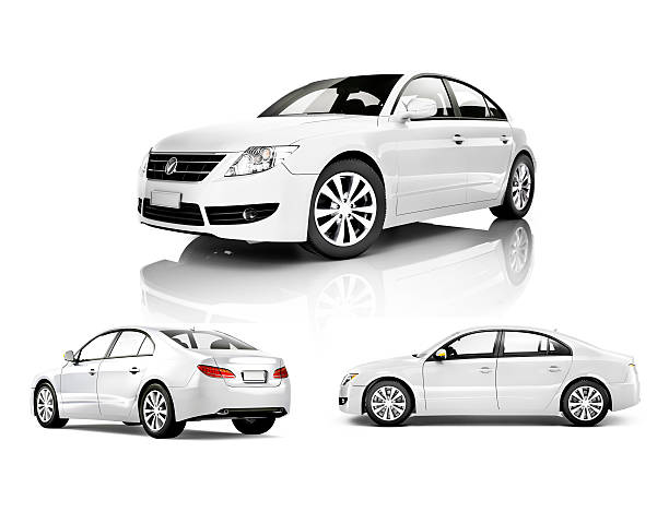 Three Dimensional Image of a White Car Three Dimensional Image of a White Car***NOTE TO INSPECTOR**These cars are our own 3D generic designs. They do not infringe on any copyrighted designs.*** concept car photos stock pictures, royalty-free photos & images