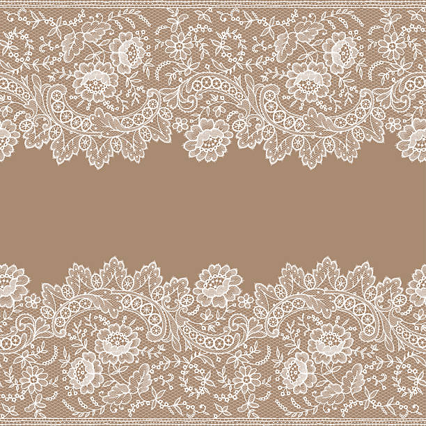인명별 레이��스. 카드. 수평계 연속무늬. - lace frame retro revival floral pattern stock illustrations