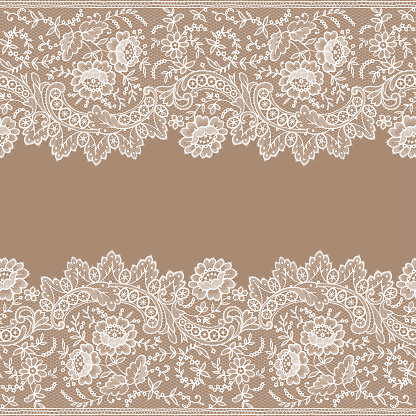 White Lace. Card. Horizontal Seamless Pattern.