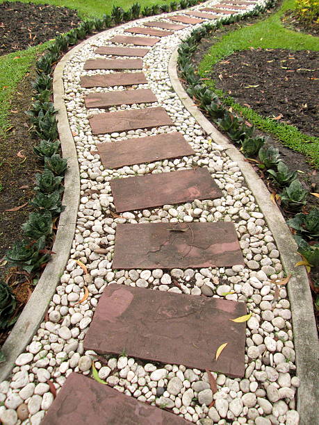 istock Stone walk way winding in a garden 488872503