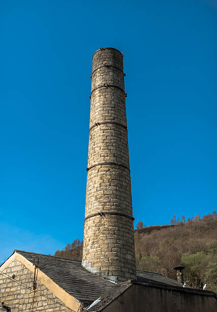 Old Mill chimney along the Rochdale canal near Hebden Bridge, West Yorkshire.