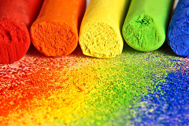 Macro of Pastel Chalk in Rainbow Colors