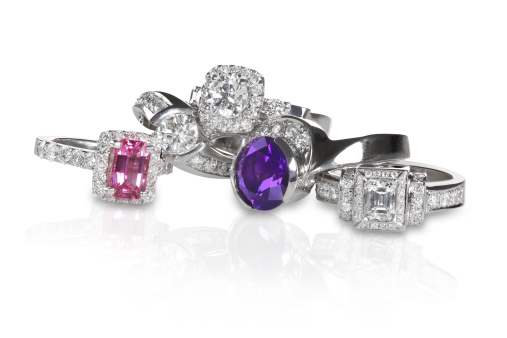 Cluster stack of diamond gemstone wedding engagment rings