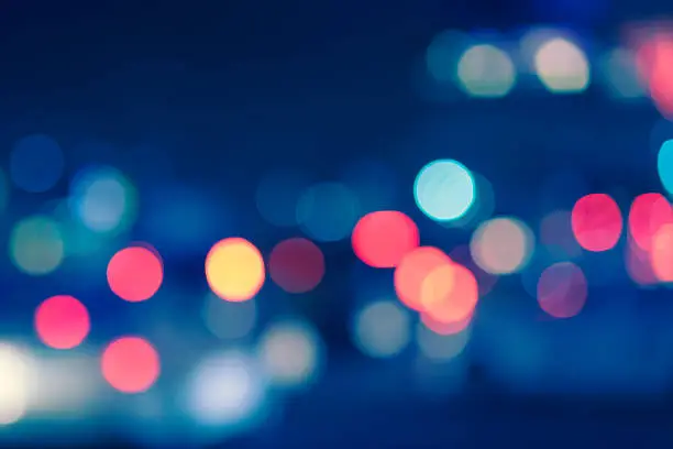 Abstract image of city lights in the night.