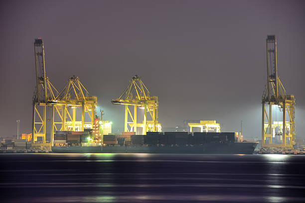 istock Night view of Penang Port, Malaysia 488876312