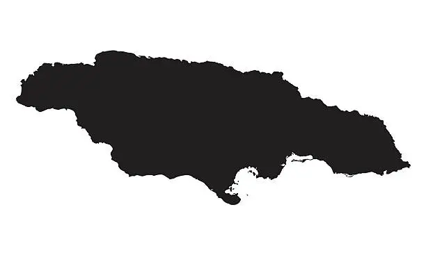 Vector illustration of black map of Jamaica