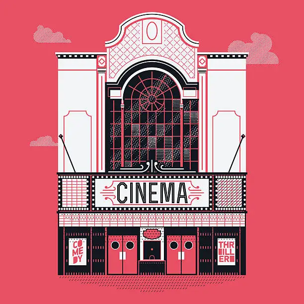 Vector illustration of Movie theatre building facade