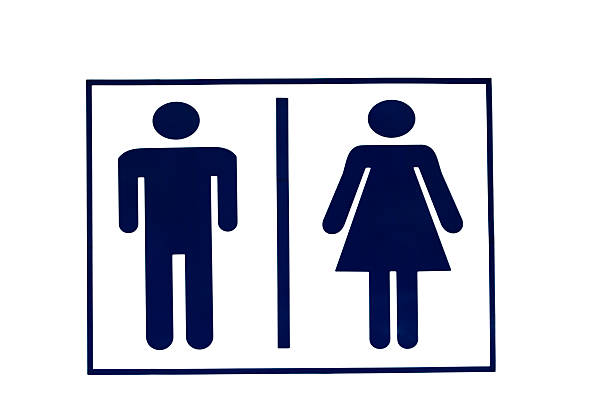 istock Toilet tag and sign isolated on white 488878134