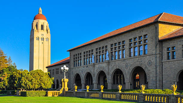 Hoover Tower, Stanford University, Palo Alto, CA Palo Alto, CA, USA - Sept. 17, 2015: Stanford University Hoover Tower. Completed in 1941, the 50th year of Stanford University's anniversary, the tower was inspired by the cathedral tower in Salamanca, Spain. stanford university photos stock pictures, royalty-free photos & images