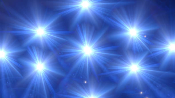 luce blu motivo a stelle - flash foto e immagini stock
