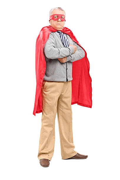 istock Mature man in superhero costume 488890655