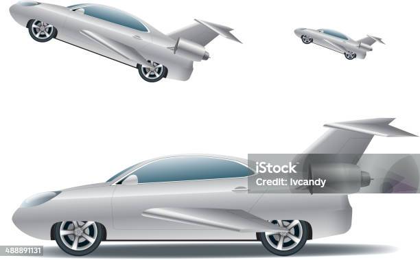 Летающий Автомобиль — стоковая векторная графика и другие изображения на тему Летающий автомобиль - Летающий автомобиль, Автомобиль, Футуристический