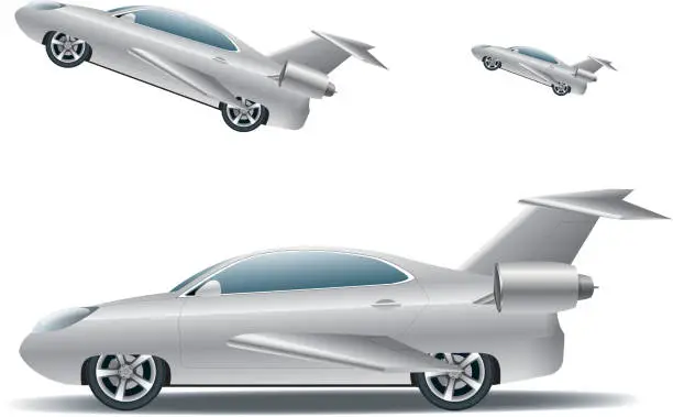 Vector illustration of Flying car